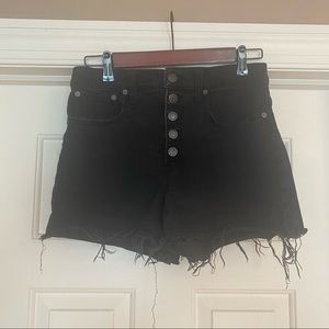 Madewell button up black frayed shorts Size 27